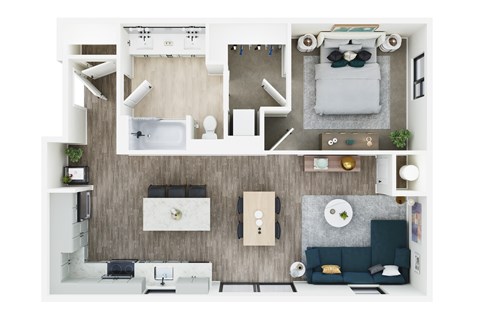 Floor plan for 1 bed, 1 bath, 765 sqft